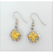 Load image into Gallery viewer, Sterling Silver, NA Symbol Earrings With 4 Different 8Mm Square Colored Cz Stones
