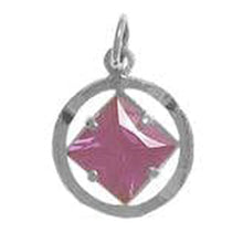 Load image into Gallery viewer, Sterling Silver, NA Symbol Pendant With 3 Different 8Mm Square Colored Cz Stones Dark Purple
