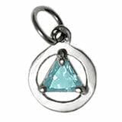 Sterling Silver, Small Size, Available In 3 Different 5Mm Triangle Colored Cz Stones Aquamarine