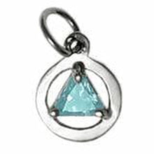 Load image into Gallery viewer, Sterling Silver, Small Size, Available In 3 Different 5Mm Triangle Colored Cz Stones Aquamarine
