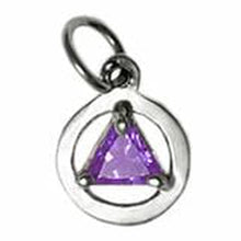 Load image into Gallery viewer, Sterling Silver, Small Size, Available In 3 Different 5Mm Triangle Colored Cz Stones Dark Purple
