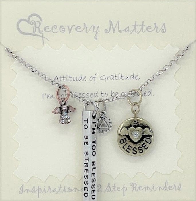 "Too Blessed To Be Stressed" Bar Necklace By Recovery Matters
