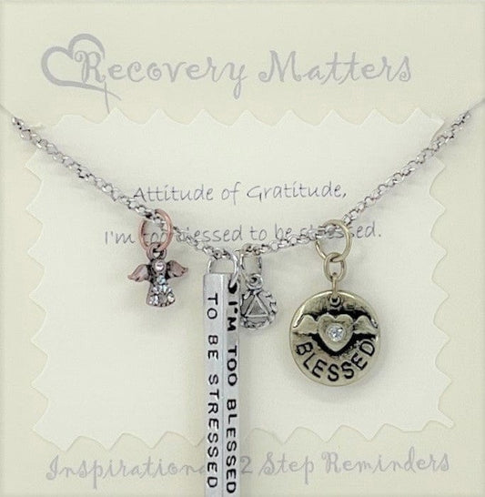 "Too Blessed To Be Stressed" Bar Necklace By Recovery Matters