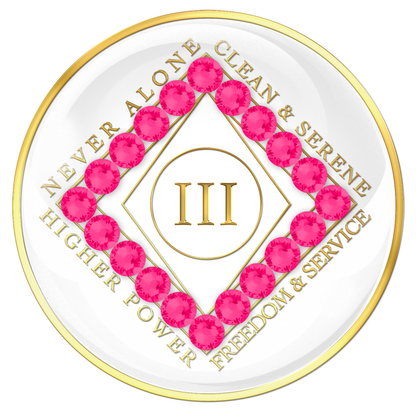 Clean Time Chip White with Neon Pink Crystals