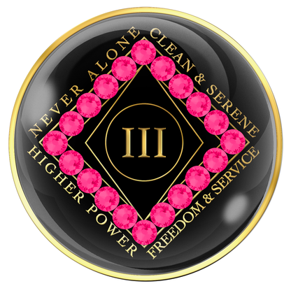 Clean Time Chip Black with Neon Pink Crystals