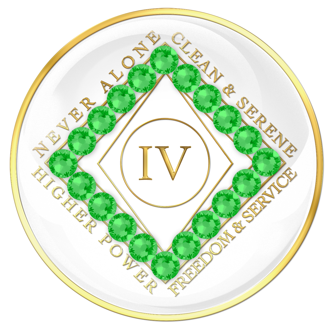 Clean Time Chip White with Neon Green Crystals