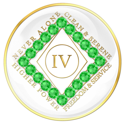 Clean Time Chip White with Neon Green Crystals
