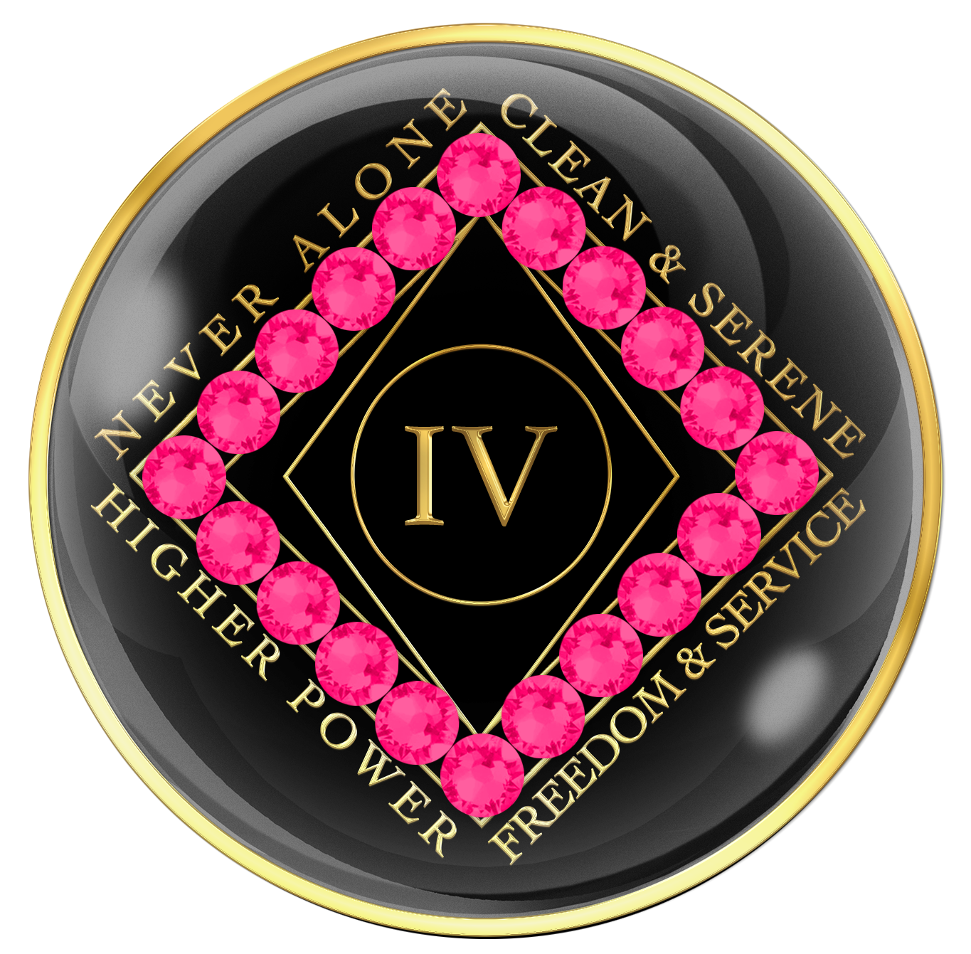 Clean Time Chip Black with Neon Pink Crystals