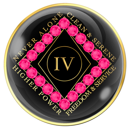Clean Time Chip Black with Neon Pink Crystals