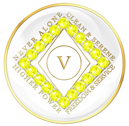 Clean Time Chip White with Neon Yellow Crystals