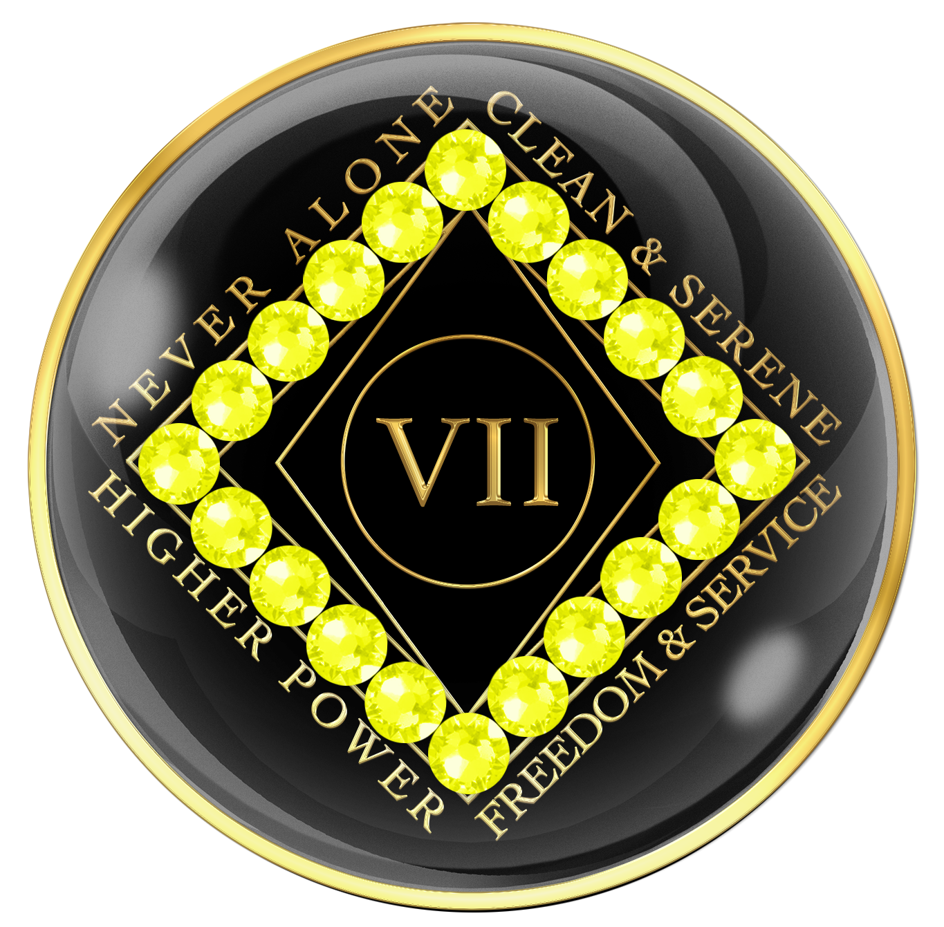 Clean Time Chip Black with Neon Yellow Crystals