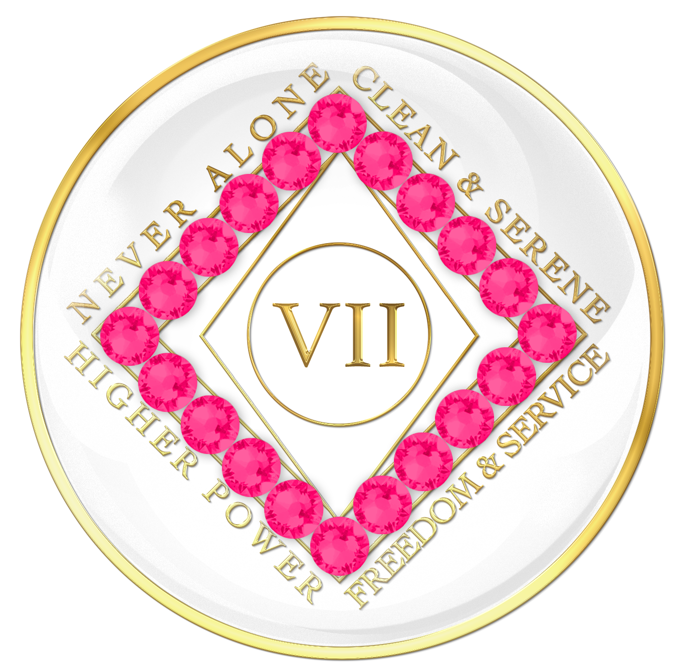 Clean Time Chip White with Neon Pink Crystals