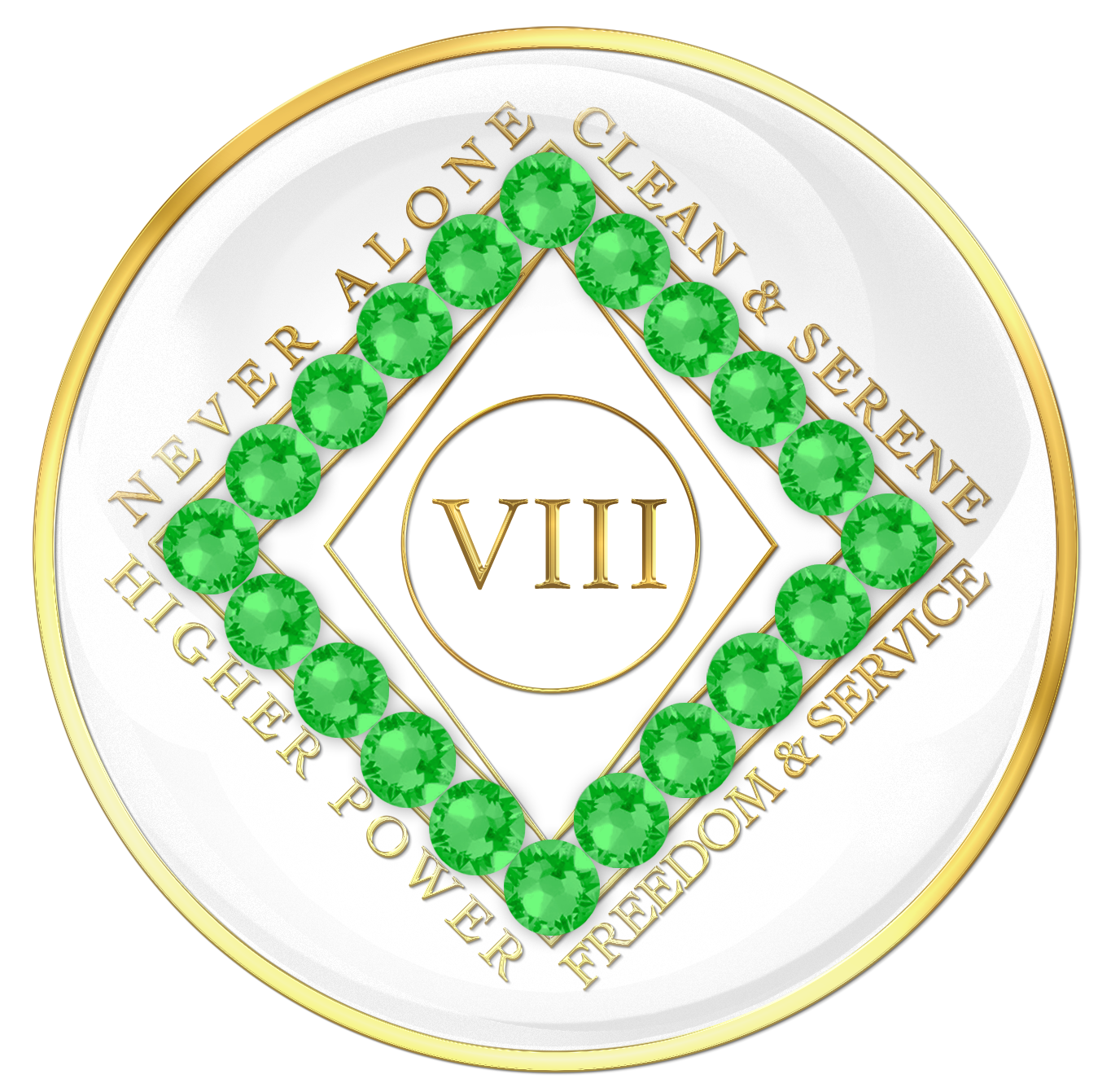 Clean Time Chip White with Neon Green Crystals