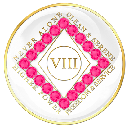 Clean Time Chip White with Neon Pink Crystals