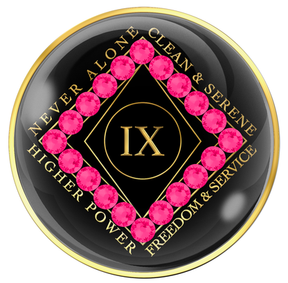 Clean Time Chip Black with Neon Pink Crystals