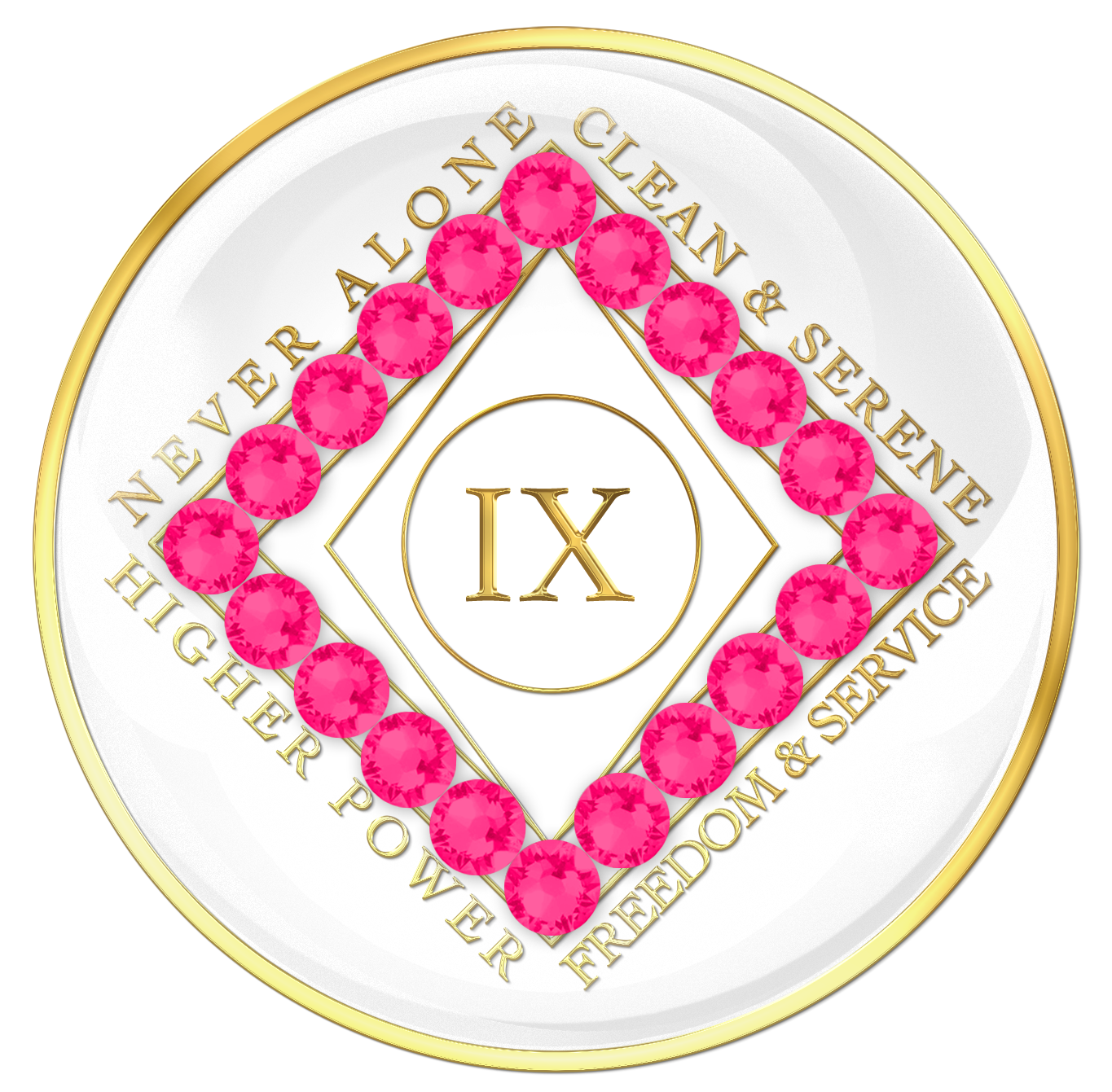 Clean Time Chip White with Neon Pink Crystals