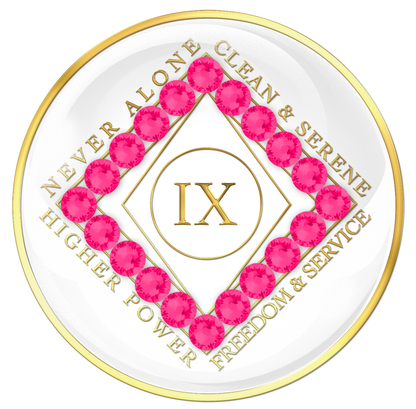 Clean Time Chip White with Neon Pink Crystals