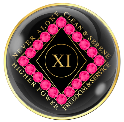 Clean Time Chip Black with Neon Pink Crystals