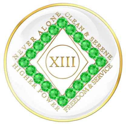Clean Time Chip White with Neon Green Crystals