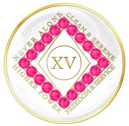 Clean Time Chip White with Neon Pink Crystals