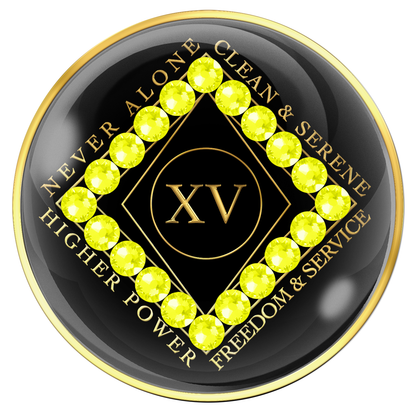 Clean Time Chip Black with Neon Yellow Crystals