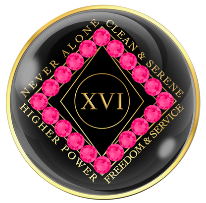 Clean Time Chip Black with Neon Pink Crystals