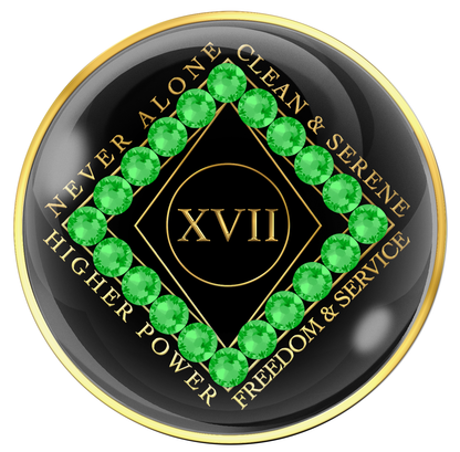Clean Time Chip Black with Neon Green Crystals
