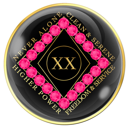 Clean Time Chip Black with Neon Pink Crystals