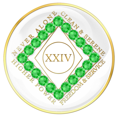 Clean Time Chip White with Neon Green Crystals
