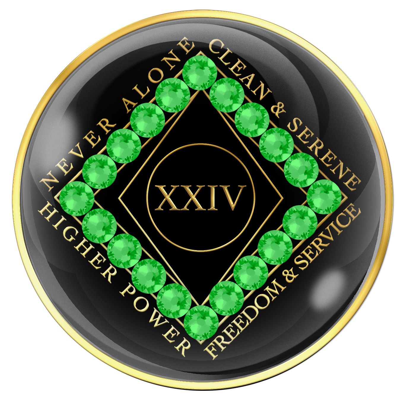Clean Time Chip Black with Neon Green Crystals