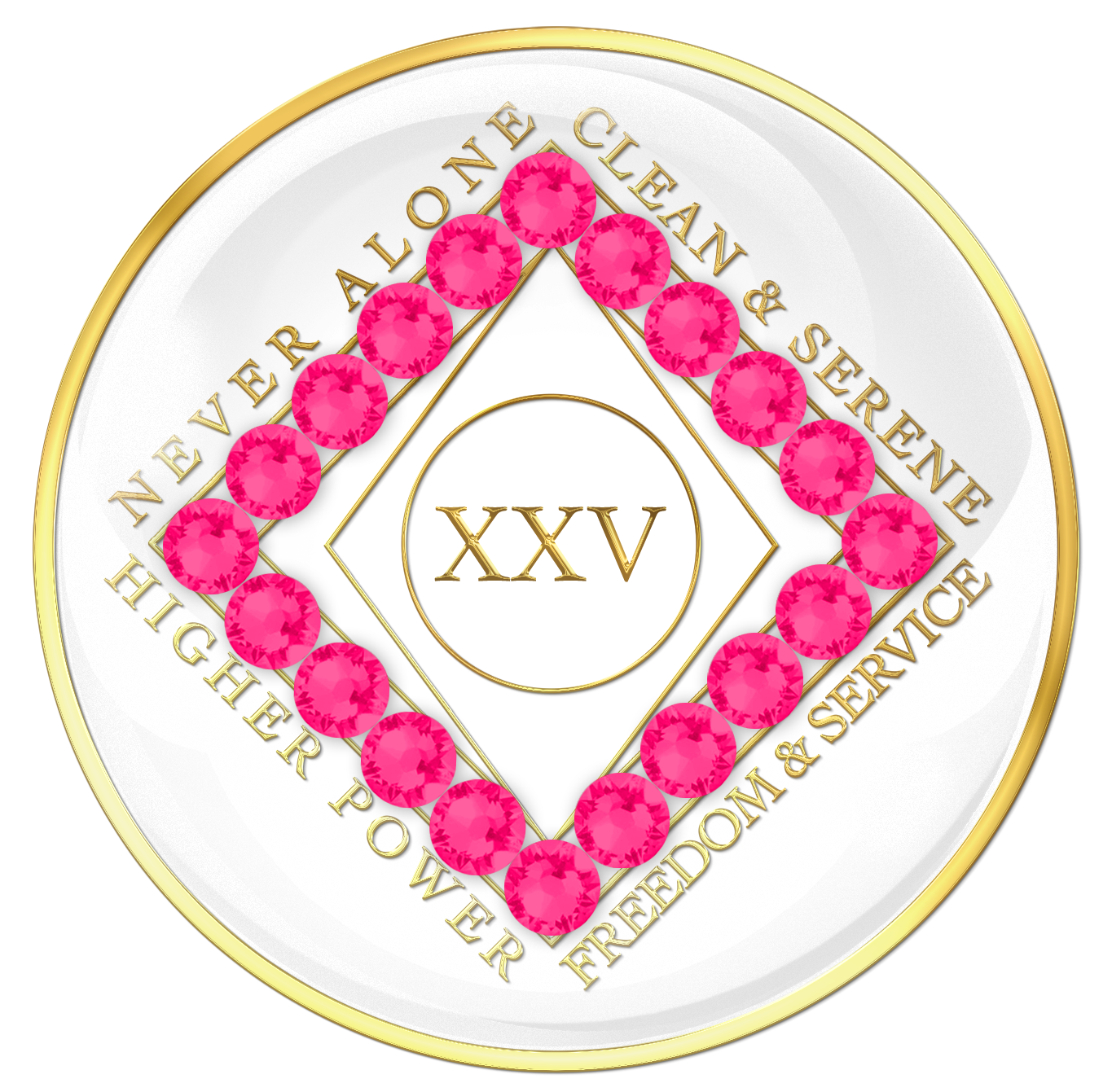 Clean Time Chip White with Neon Pink Crystals