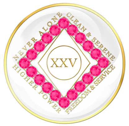 Clean Time Chip White with Neon Pink Crystals