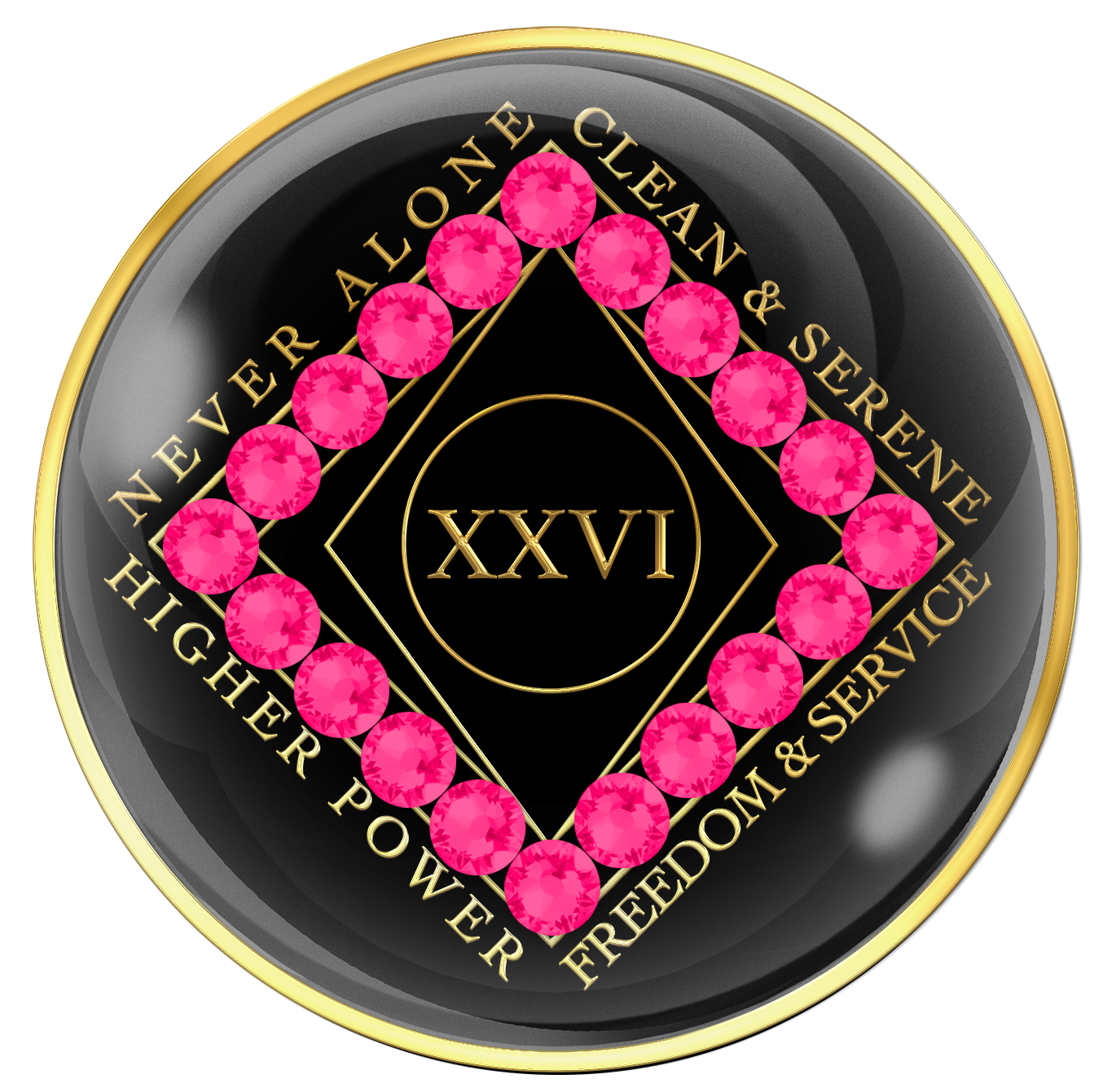 Clean Time Chip Black with Neon Pink Crystals
