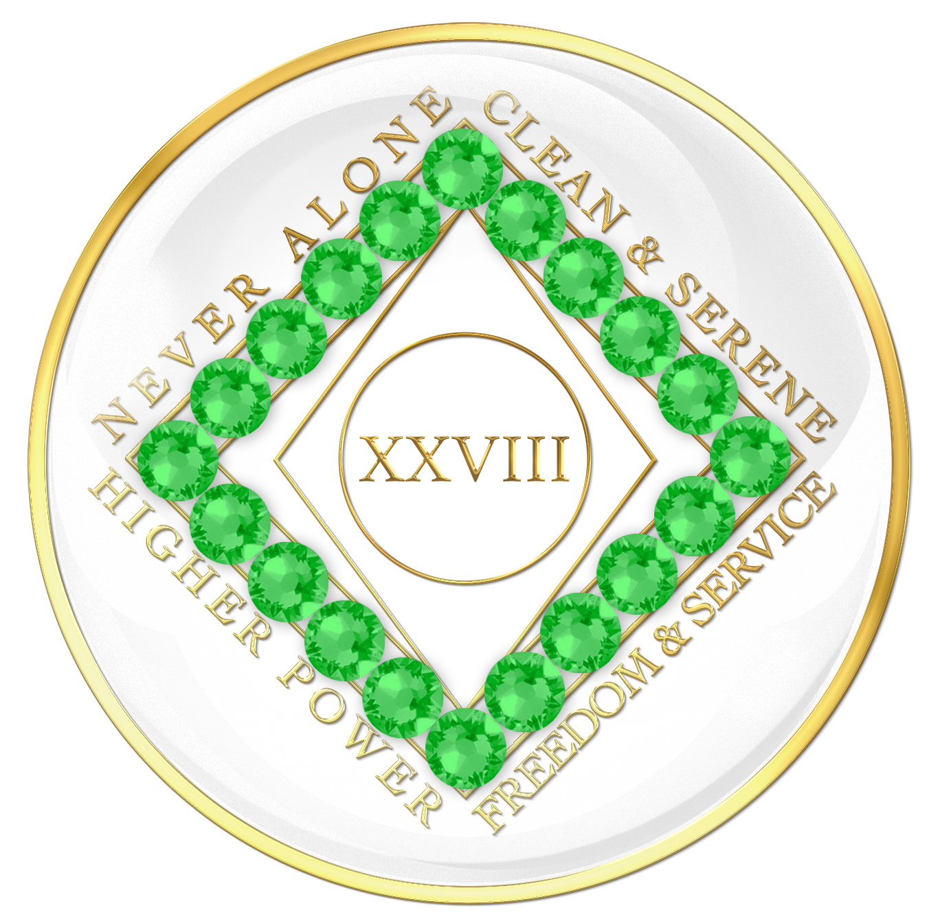 Clean Time Chip White with Neon Green Crystals