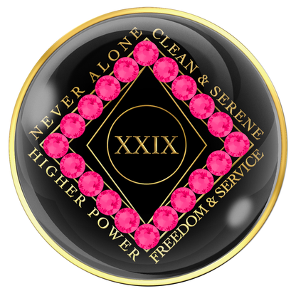 Clean Time Chip Black with Neon Pink Crystals