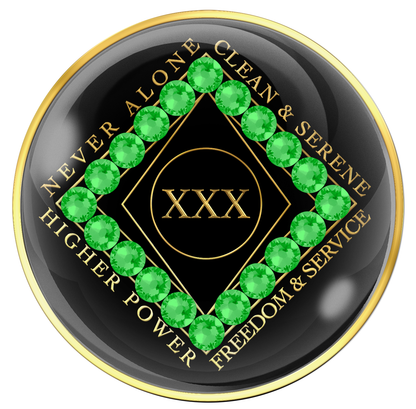 Clean Time Chip Black with Neon Green Crystals