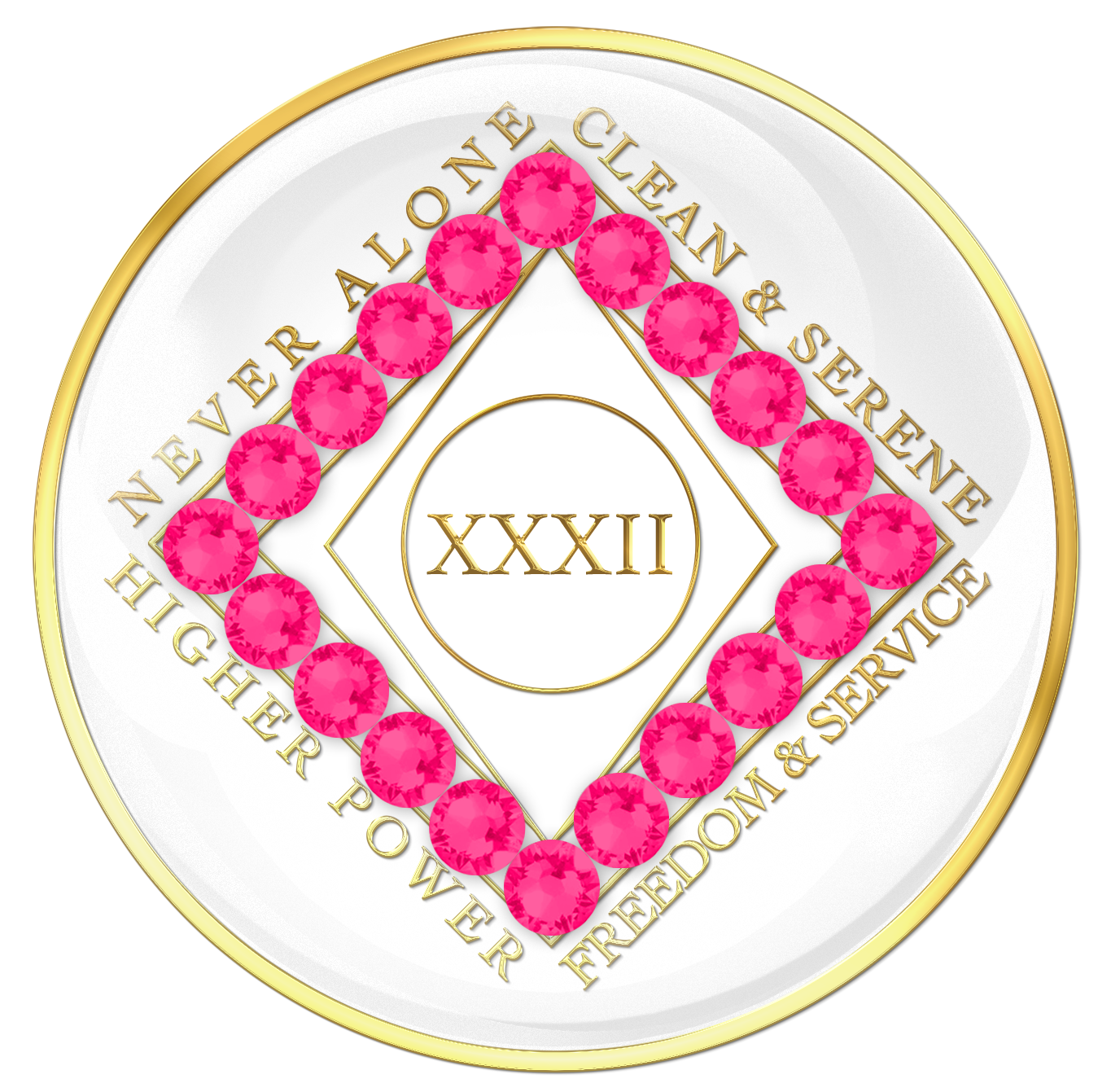 Clean Time Chip White with Neon Pink Crystals