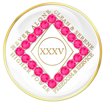 Clean Time Chip White with Neon Pink Crystals
