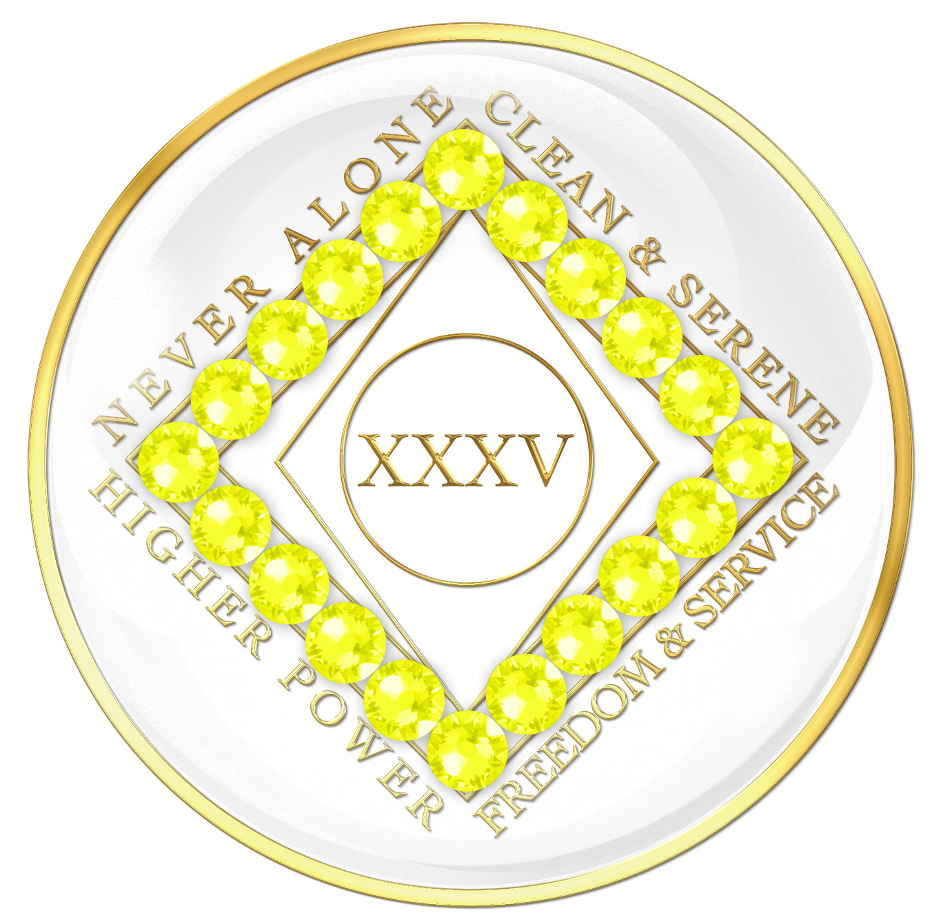 Clean Time Chip White with Neon Yellow Crystals
