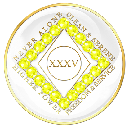 Clean Time Chip White with Neon Yellow Crystals