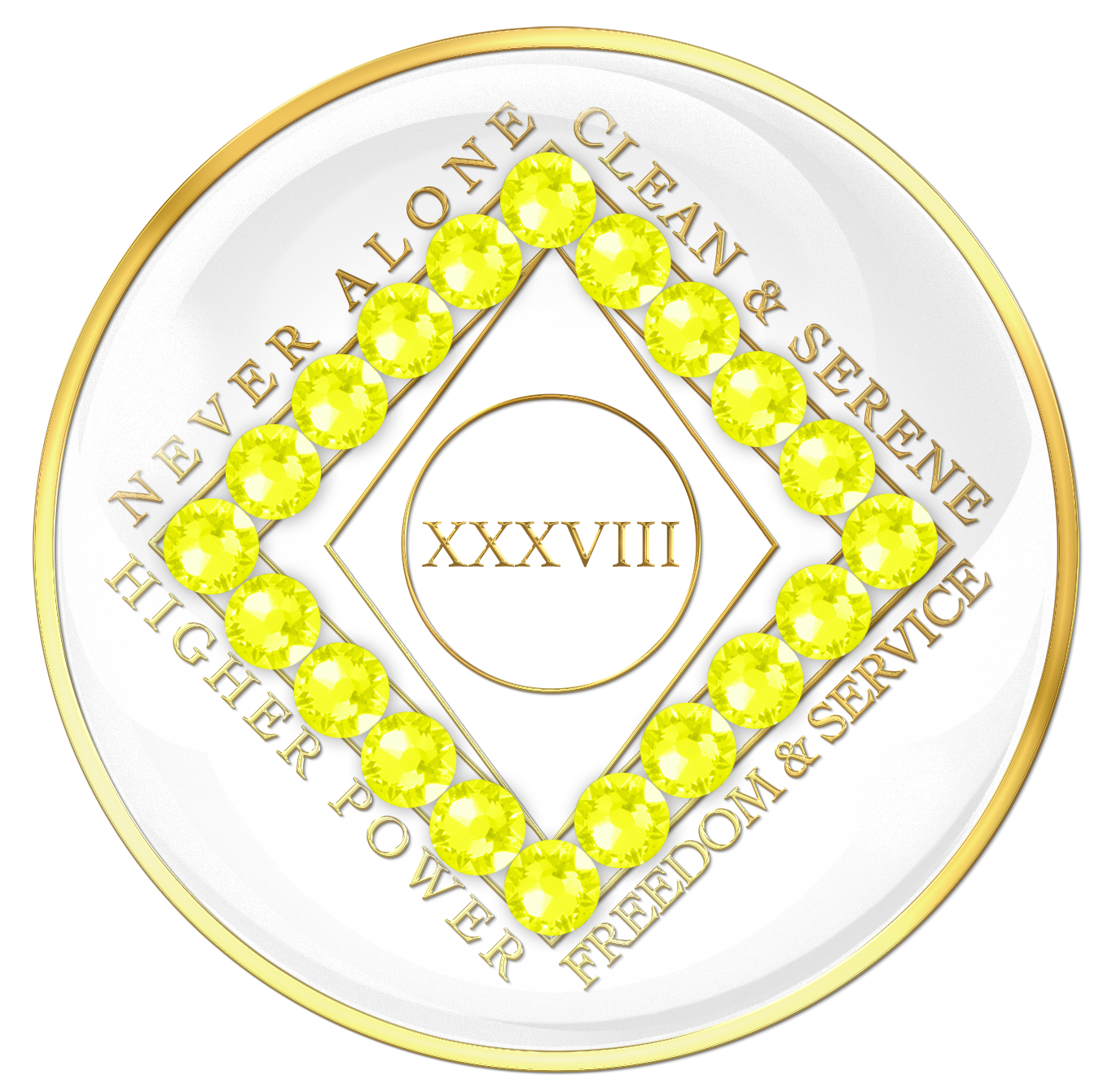 Clean Time Chip White with Neon Yellow Crystals