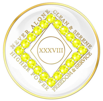 Clean Time Chip White with Neon Yellow Crystals