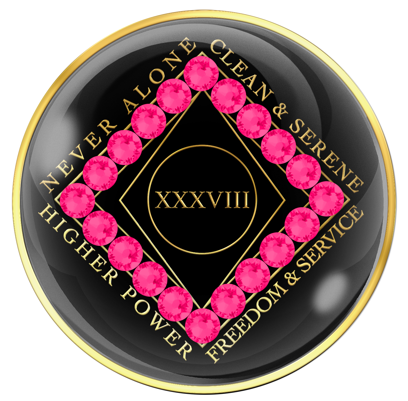 Clean Time Chip Black with Neon Pink Crystals