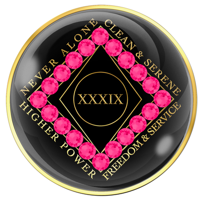 Clean Time Chip Black with Neon Pink Crystals