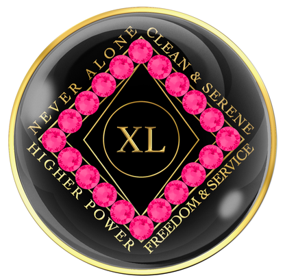 Clean Time Chip Black with Neon Pink Crystals