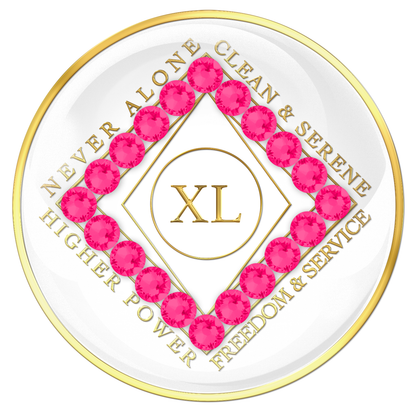 Clean Time Chip White with Neon Pink Crystals