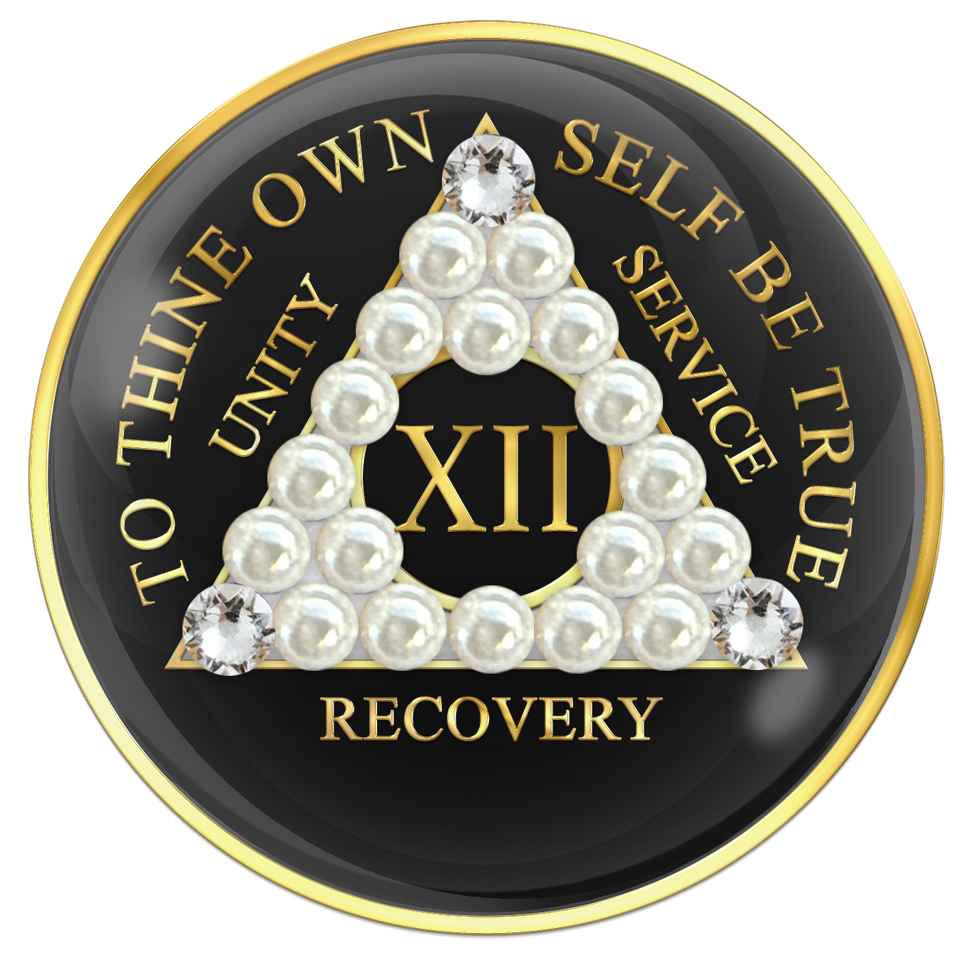 Black AA Chip with Pearls and Black Crystals