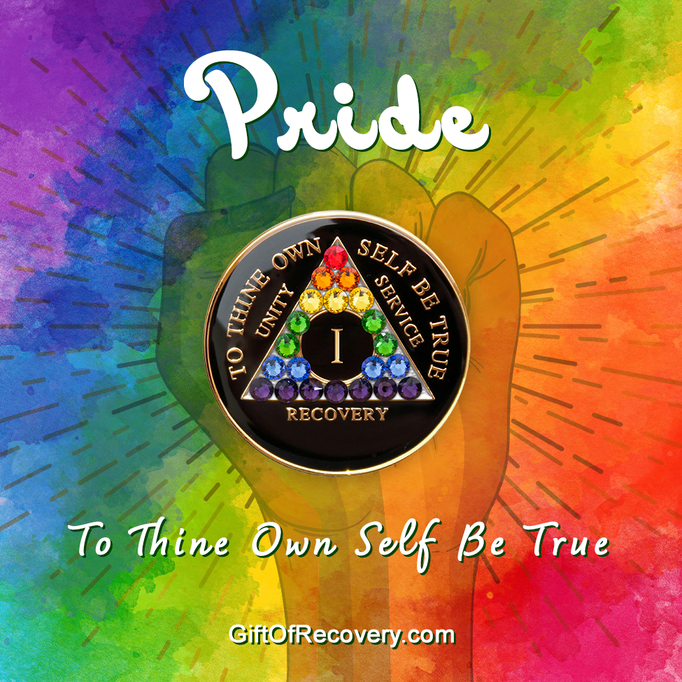 AA Recovery Medallion - Rainbow Crystallized on Black