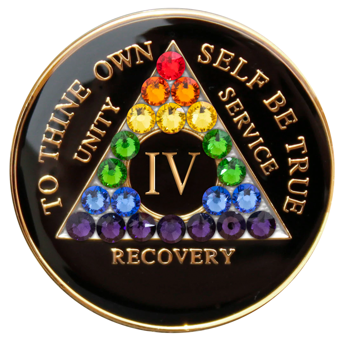 AA Recovery Medallion - Rainbow Crystallized on Black