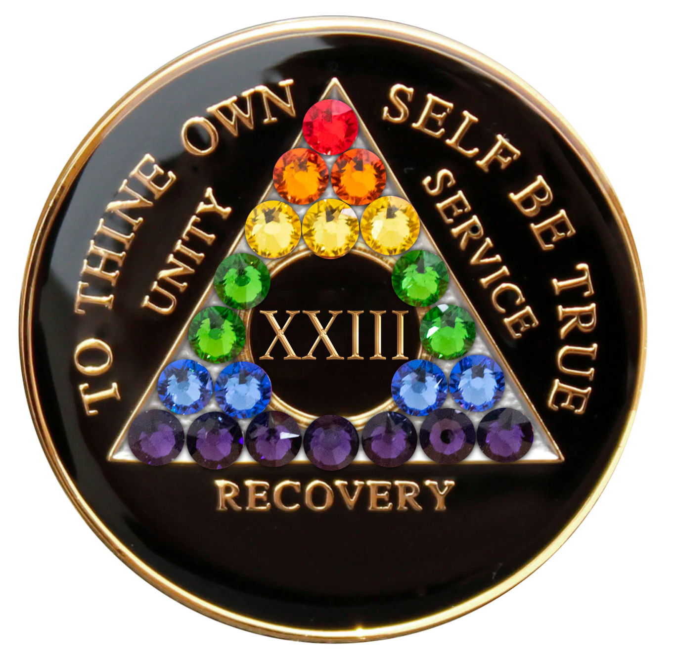 AA Recovery Medallion - Rainbow Crystallized on Black